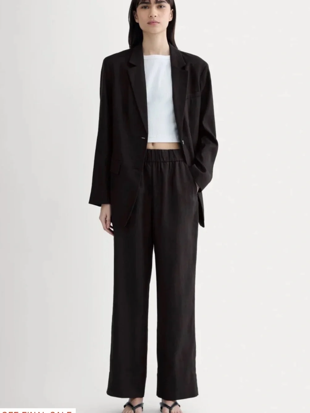 Everlane The Linen Easy Pant Size Medium Black European Flax Wide Leg Elastic